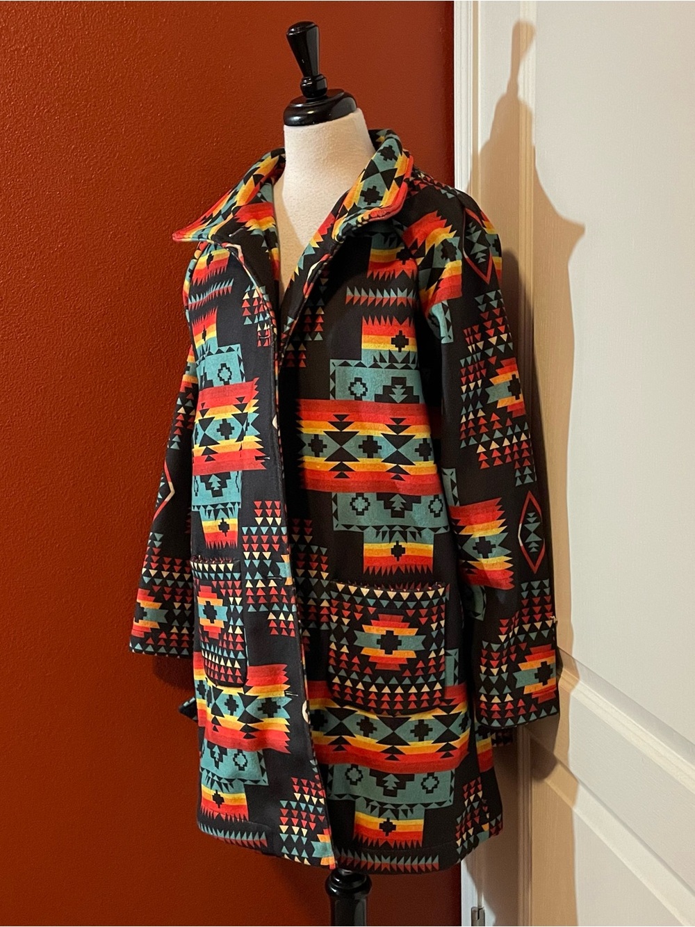 Women’s Southwestern Aztec Rainbow Long Coat